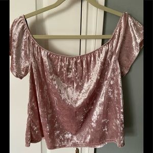 Like velvet off the shoulder crop top